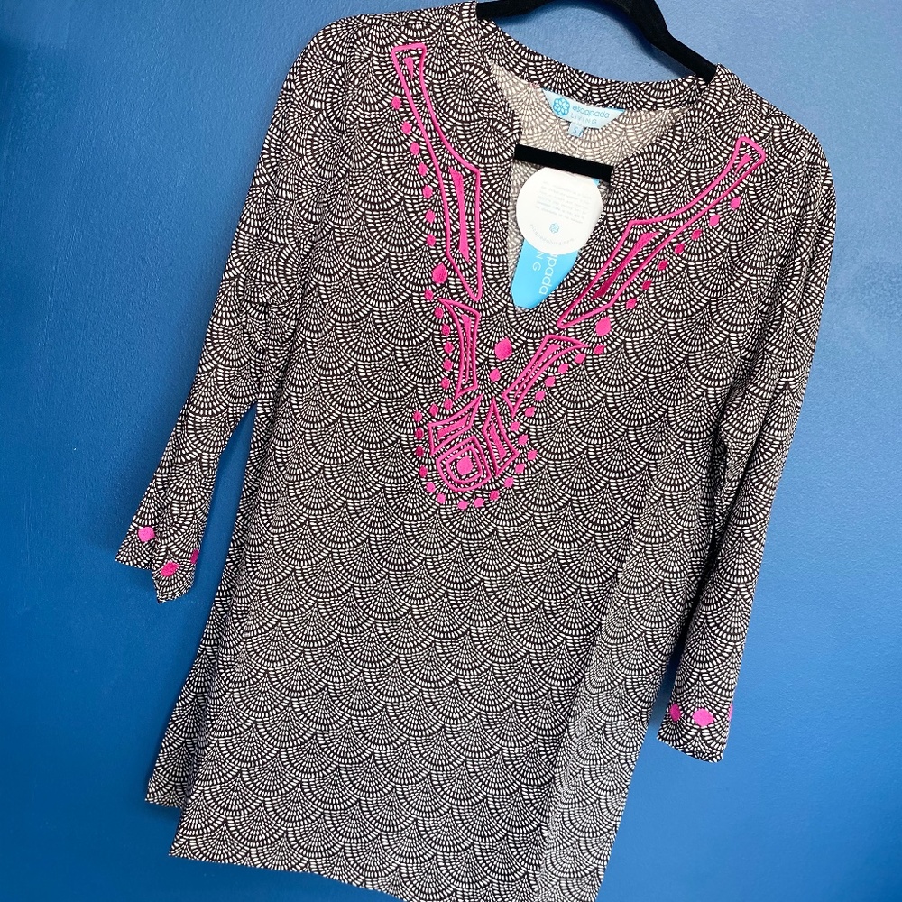 Pink Emb. 3/4 Sleeve Finley Top